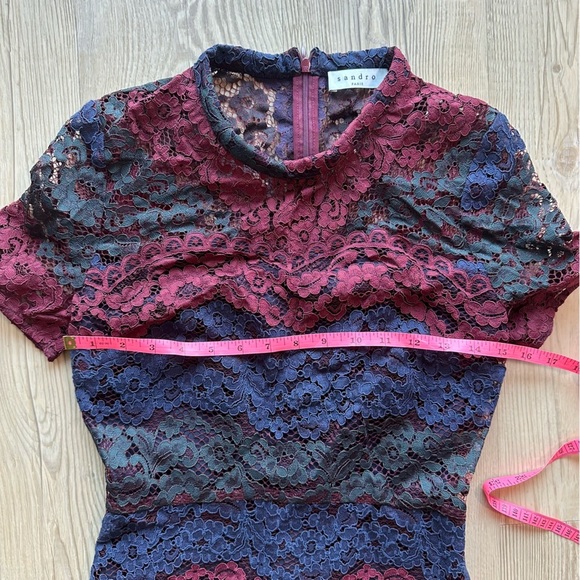 Sandro Rodney lace colorblock mini dress size 1 small worn on CW network - Picture 4 of 11
